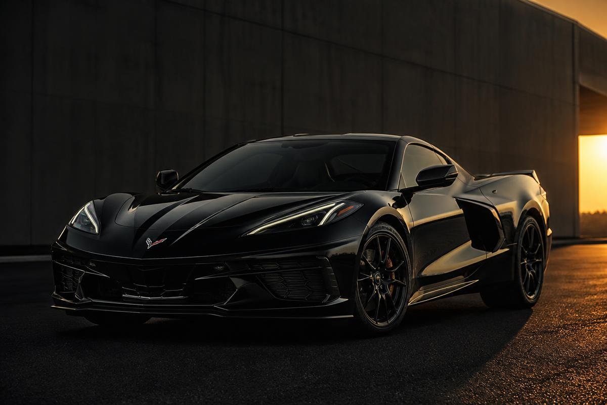 Black Chevrolet Corvette Stingray 2025 luxury sports car